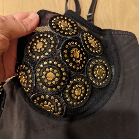 Vintage 90's Black and Gold Mesh Bodysuit - Picture 7 of 10